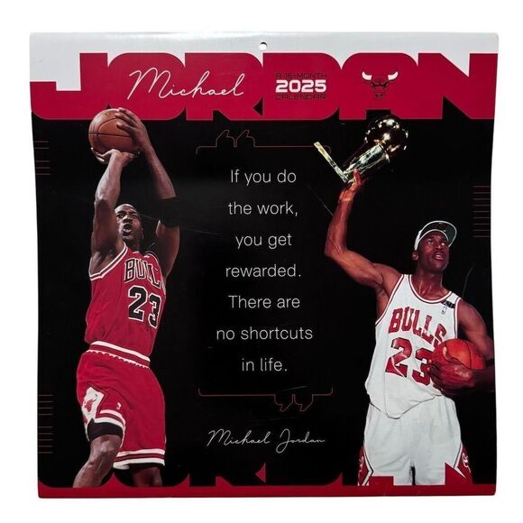 DateWorks 2025 Michael Jordan NBA Wall Calendar 16 Month Black - Picture 1 of 3